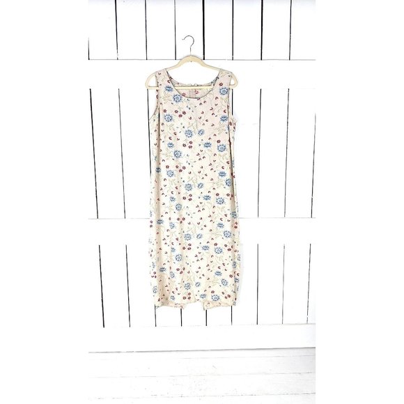 90s vintage Bobbie Brooks floral sleeveless long column dress large 12/14 - Picture 1 of 5